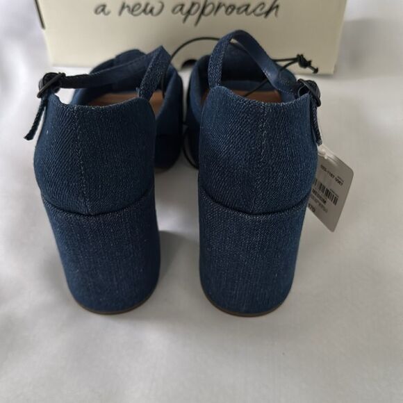 Denim Wedge Sandals Womens 7.5 ANA Holland - Picture 3 of 4